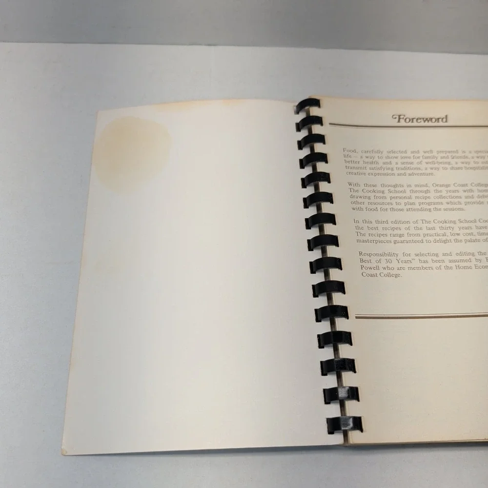 Orange Coast College Recipes From The Cooking Schools Cookbook Thirty Years 1977